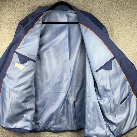 Oak Hill Jacket Perfect Fit Mens 54 Reg Blue Relaxer Micro Chevron Suit Blazer - Picture 4 of 15